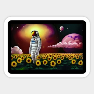 Astronaut Sunflower land Sticker